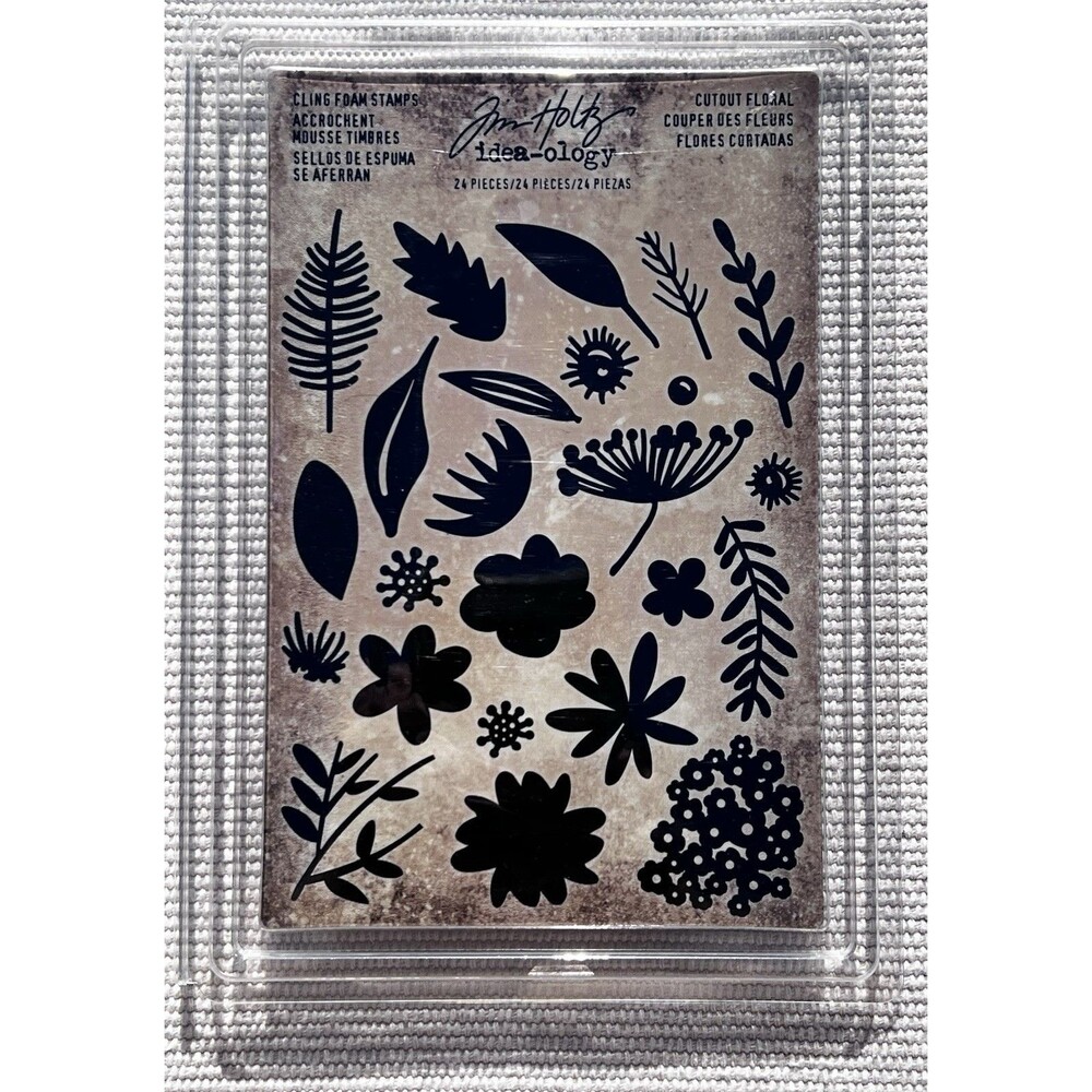 Tim Holtz idea-ology Cling Foam Stamps Cutout Floral 24 Pcs